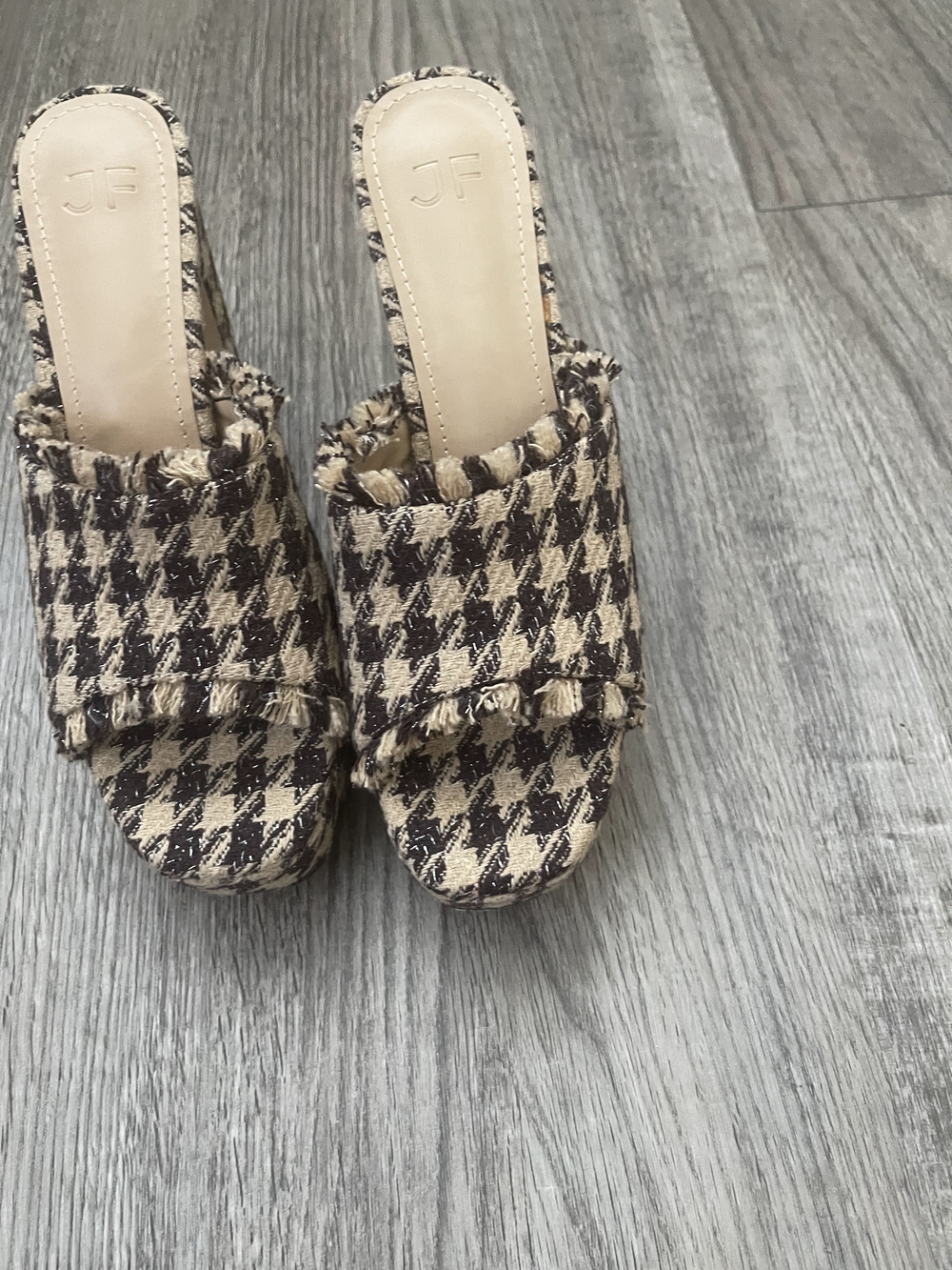 Brown & Cream Houndstooth Chucky Heels 9